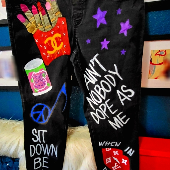 Handpainted denim jeans - Picture 3 of 6